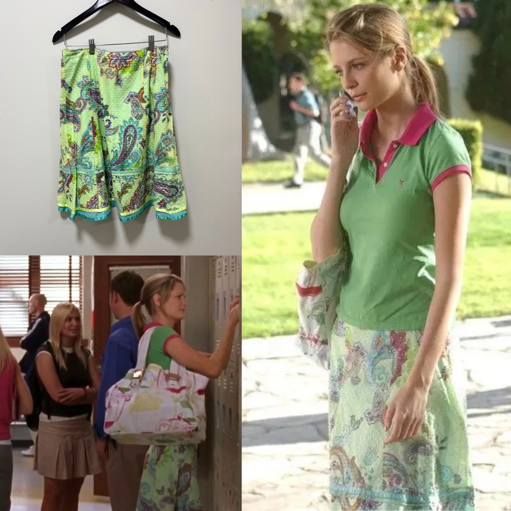 Cynthia Steffe ASO Marissa Cooper The O.C. Paisley Green Skirt Vintage Size 8